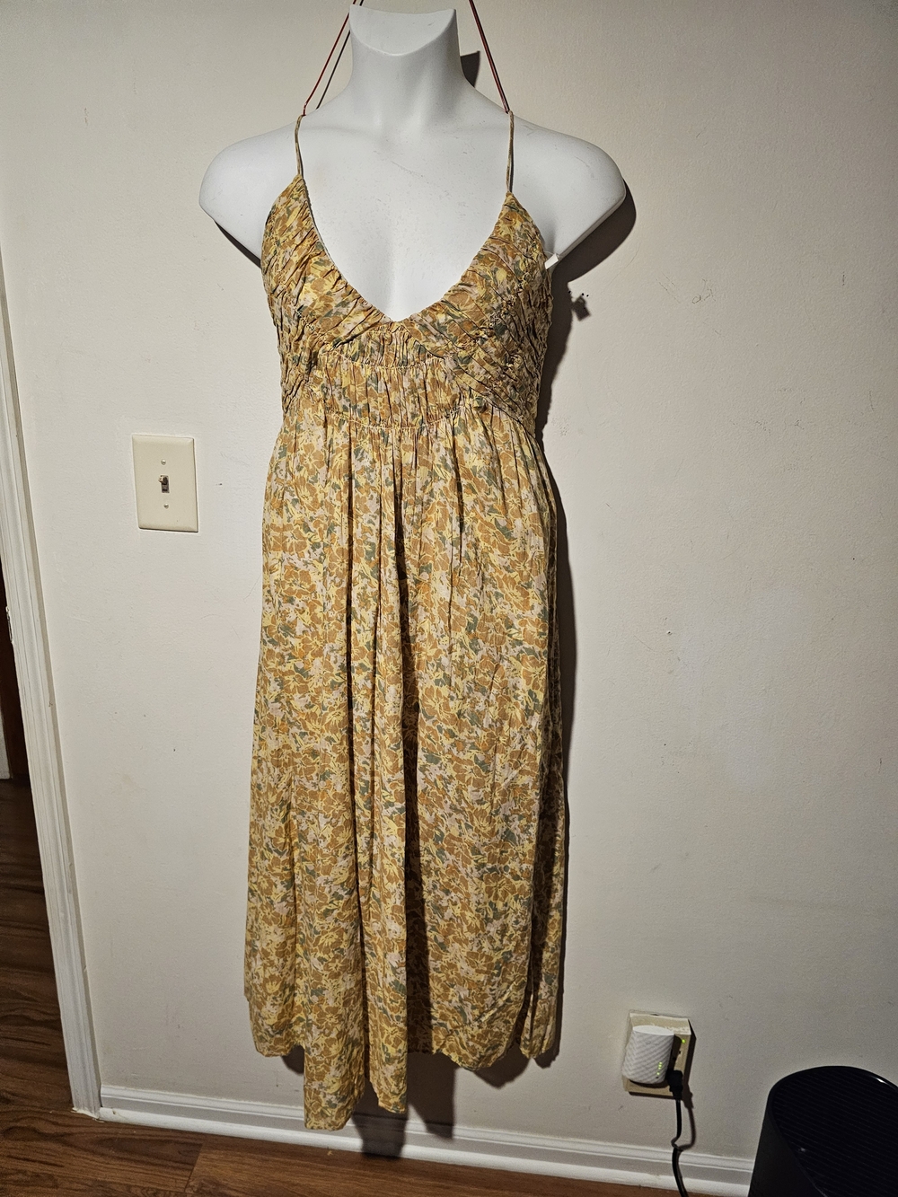 Treasure & Bond Yellow Floral Spaghetti-Strap Maxi Dress